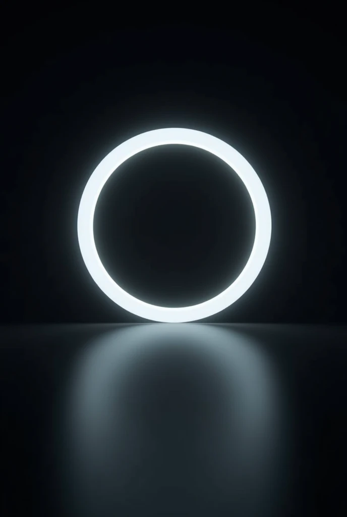 Black background with two white neon rings in the center