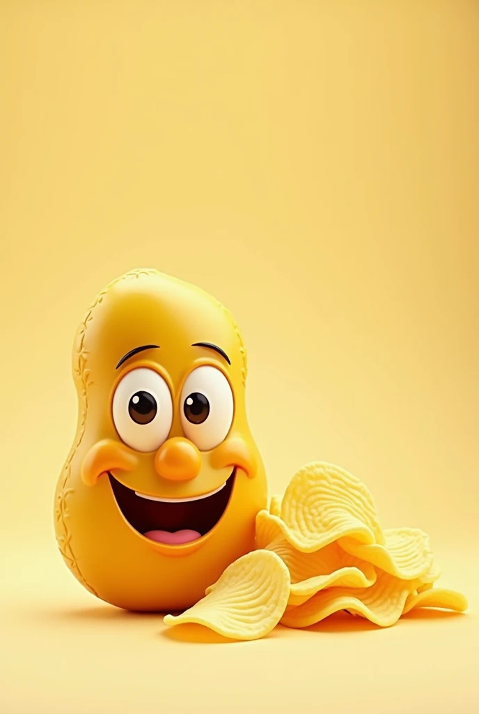 Animated Potato Logo Cartoon Drawing Next To Sliced Lays Potatoes