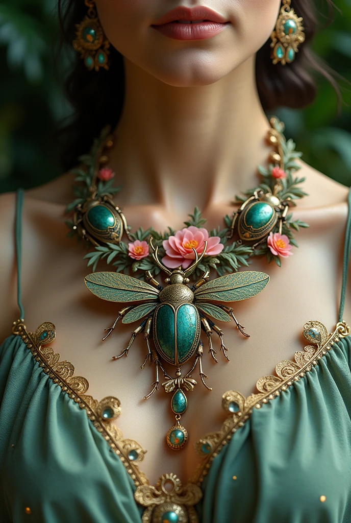 Jewelry with flowers and beetles
