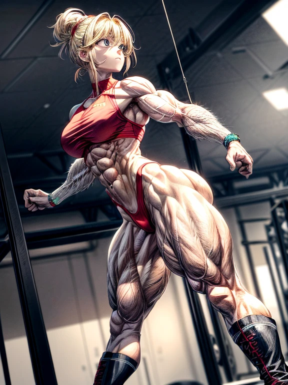 (BEST lighting) , (ultra intricately detailed) , 4K unification, (super-detailed CG: 1.2) , (8k: 1.2),(Original), (Masterpiece) , (Best quality),(Masterpiece:1.4),Anime-ish high quality,(Masterpiece),Masterpiece, Best quality, absurderes,((masterpeace, 4K, 8k, Yes, A high resolution))1girll, One man only,She is in the ballet studio,Ballet costumes, Protruding blood vessels on the arm,Spring, Boots, Perfect figure, Short blonde asymmetrical hair, Sweat, ((body builder:1.5)),The strongest in the world,Practice dance studio background,(Beautiful bace),(Girl),(Female),(((Upper body:1)))((cute girl)), Broad shoulders and thick back,Thick Arms,Amazing eight pack abs,Thick abs,Burst vein,Bulging blood vessels in the arm,Explosive Biceps,Exaggerated biceps,Hard biceps,Biceps like mountains,Perfect anatomical structure of the Biceps,Swelling of the shoulder,Prominent Biceps,Triceps expansion,Layered Muscle,Dehydrated muscles,Fat-free,Biceps,
