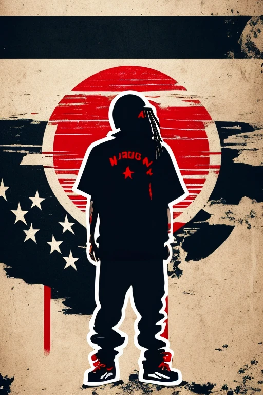 A background filled with Japanese flag in various sizes and colors、
Creative logo illustration of a silhouette with dreadlocks and red headphones, 
Banksy、
A background completely filled with scattered musical notes in various sizes and colors, covering the entire screen.
singer、microphone、Japanese、
beautiful girl colorful image
Dance hiphop Dance CREW  Waacking Dance
Punking 、black medium hair black medium hair 
、
Five fingers Baggy clothes Baggy clothes
HIPHOP crew、

the Japanese flag, background,patriotic,minimal,simple,bold colors,graphic,flat design,clean、

the Japanese flag, Digital art style featuring words ( JAPAN ) 、