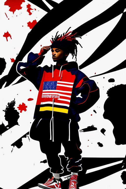 A background filled with Japanese flag in various sizes and colors、
Creative logo illustration of a silhouette with dreadlocks and red headphones, 
Banksy、
A background completely filled with scattered musical notes in various sizes and colors, covering the entire screen.
singer、microphone、Japanese、
beautiful girl colorful image
Dance hiphop Dance CREW  Waacking Dance
Punking 、black medium hair black medium hair 
、
Five fingers Baggy clothes Baggy clothes
HIPHOP crew、

the Japanese flag, background,patriotic,minimal,simple,bold colors,graphic,flat design,clean、

the Japanese flag, Digital art style featuring words ( JAPAN ) 、