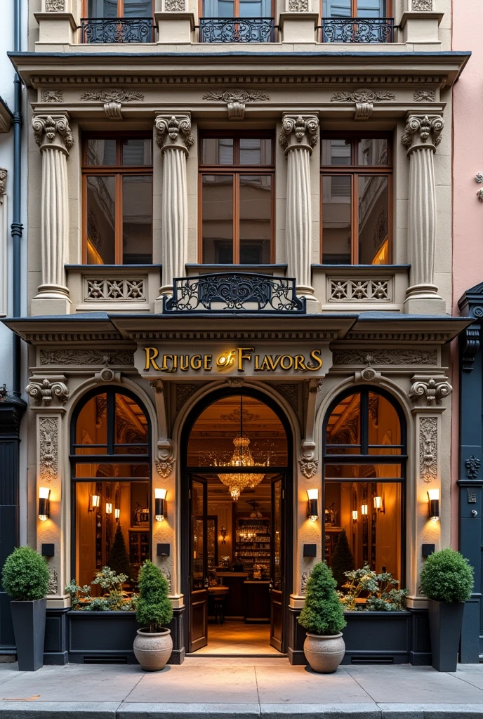  Facade of a restaurant called "Refuge of Flavors". 