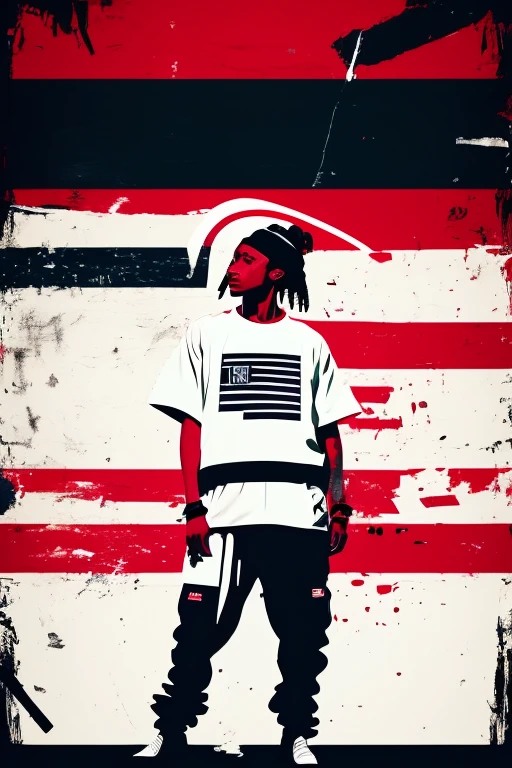 A background filled with Japanese flag in various sizes and colors、
Creative logo illustration of a silhouette with dreadlocks and red headphones,
Banksy、
A background completely filled with scattered musical notes in various sizes and colors, covering the entire screen.
singer、microphone、Japanese、
beautiful girl colorful image
Dance hiphop Dance CREW Waacking Dance
Punking 、black medium hair black medium hair
、
Five fingers Baggy clothes Baggy clothes
HIPHOP crew、
the Japanese flag, background,patriotic,minimal,simple,bold colors,graphic,flat design,clean、
the Japanese flag, Digital art style featuring words ( JAPAN ) 、