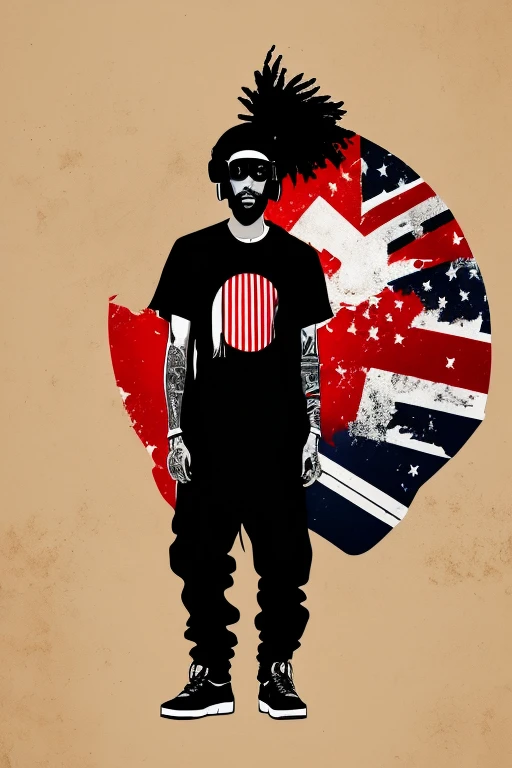 A background filled with Japanese flag in various sizes and colors、
Creative logo illustration of a silhouette with dreadlocks and red headphones,
Banksy、
A background completely filled with scattered musical notes in various sizes and colors, covering the entire screen.
singer、microphone、Japanese、
beautiful girl colorful image
Dance hiphop Dance CREW Waacking Dance
Punking 、black medium hair black medium hair
、
Five fingers Baggy clothes Baggy clothes
HIPHOP crew、
the Japanese flag, background,patriotic,minimal,simple,bold colors,graphic,flat design,clean、
the Japanese flag, Digital art style featuring words ( JAPAN ) 、
