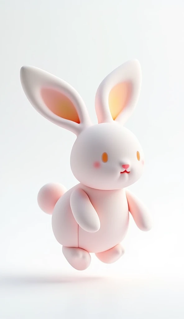 Brightly colored frosted glass 3D rabbit floating on a white background, Organic shapes rendered in Cinema 4D, Polymer Clay Texture, fun, Subtle pastel tones, Stop Motion Animation, Minimal, Dynamic configuration