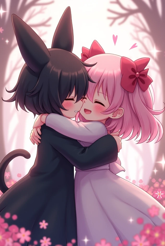 Kuromi and My Melody hugging
