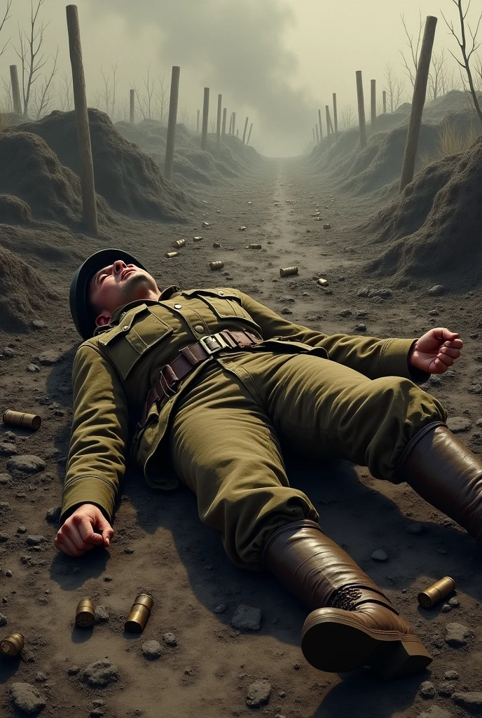 A french first world war soldier dying on the battlefield

