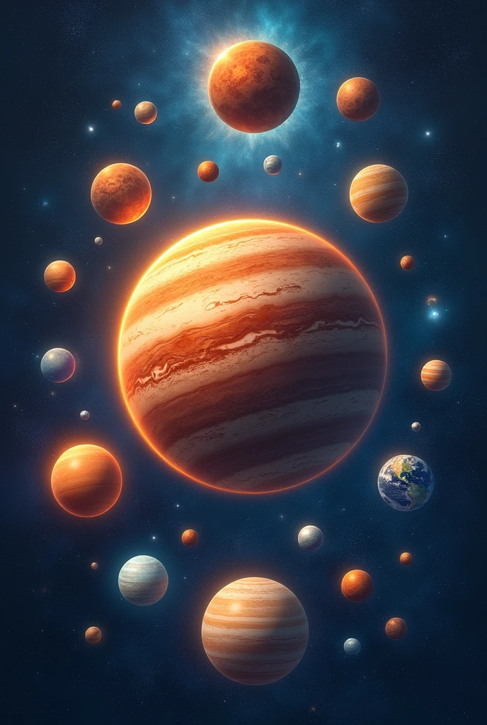 Planets of the solar system, Round, creative, the same size
