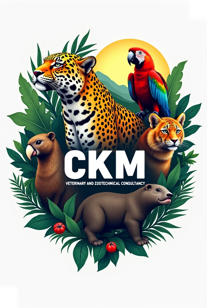 logo of a consulting clinic with wild animals in Brazil and with the name " CKM veterinary and zootechnical consultancy"