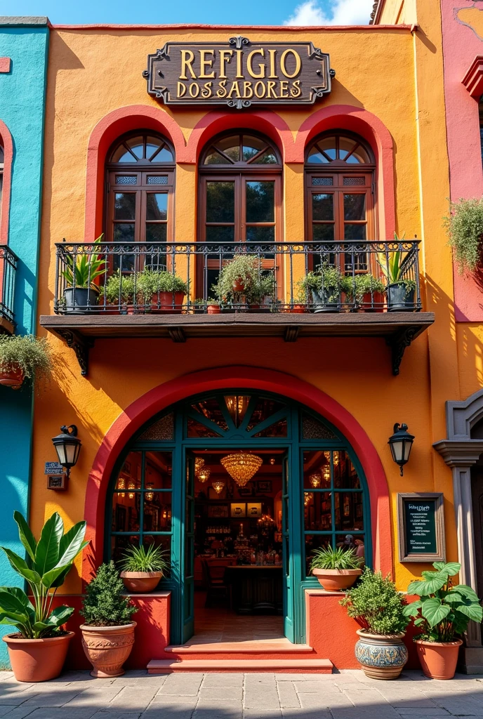 Facade of a restaurant called Refúgio dos Sabores with a Mexican vibe