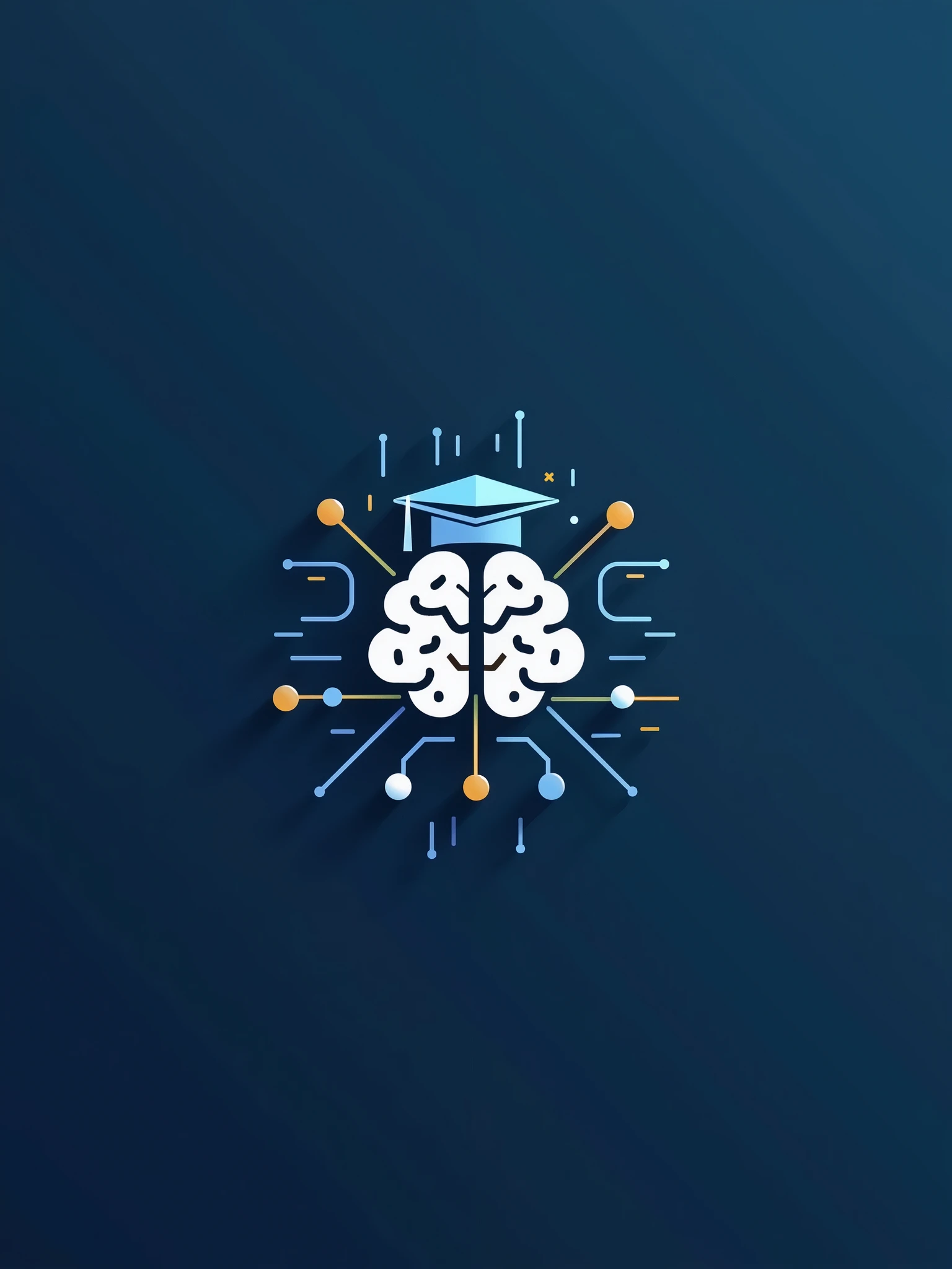 An ultra-realistic and modern logo design for an Instagram profile named "Unigpt." The logo features a sleek, minimalist brain icon that subtly integrates a graduation cap, symbolizing learning and academia. Surrounding the brain, thin, futuristic circuit lines connect to small nodes, representing the integration of artificial intelligence. The color palette includes shades of deep blue, white, and subtle gold accents to convey both trustworthiness and innovation. The background is a clean, gradient design that transitions from a light to darker blue, making the logo stand out. The overall look is professional, modern, and perfectly captures the essence of combining academic excellence with AI technology.