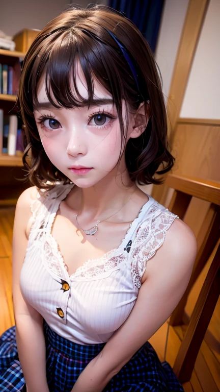 Model clothing、Perfect Makeup、、Curly Hair、Photographing the chest、Sex Appeal