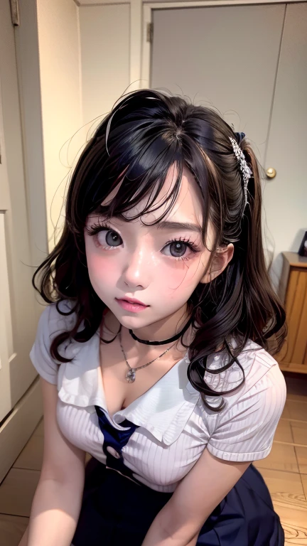 Model clothing、Perfect Makeup、Elementary school girl、Curly Hair、Photographing the chest、Sex Appeal