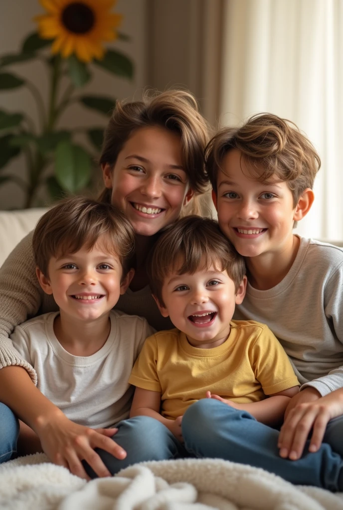 A family with 4 happy sons with the best quality