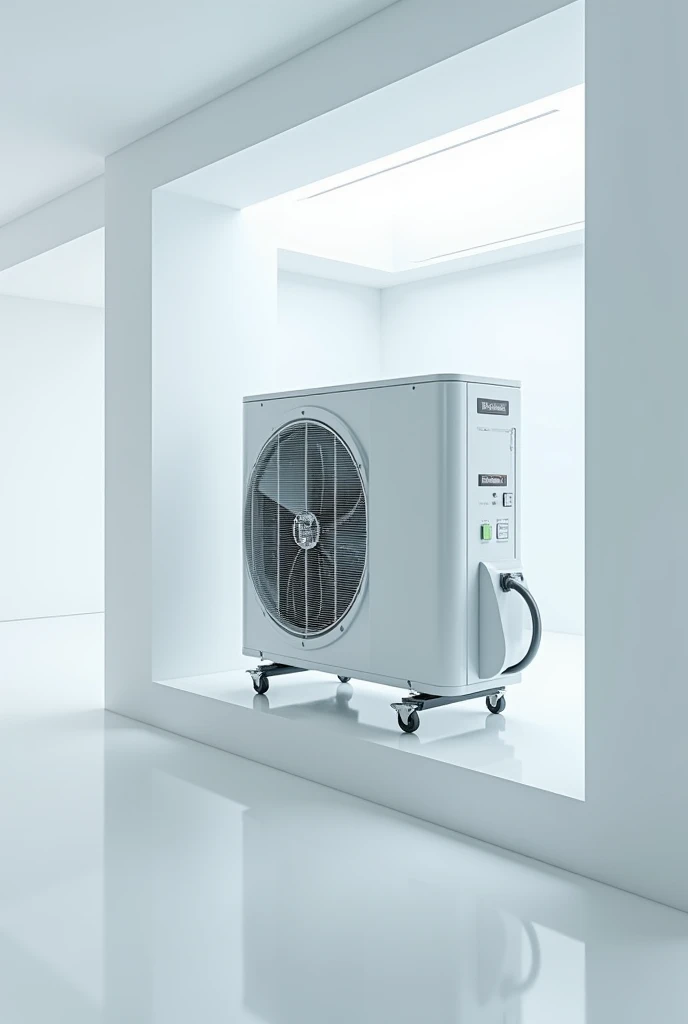 Create an image of air conditioning maintenance with a clean environment and pure air, Without humans, device only