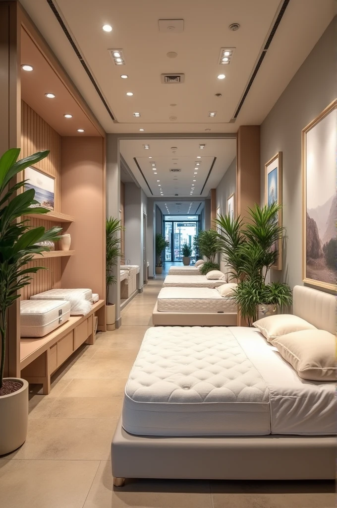 Pop up mattress store in the mall hallway with colors that help you sleep well 