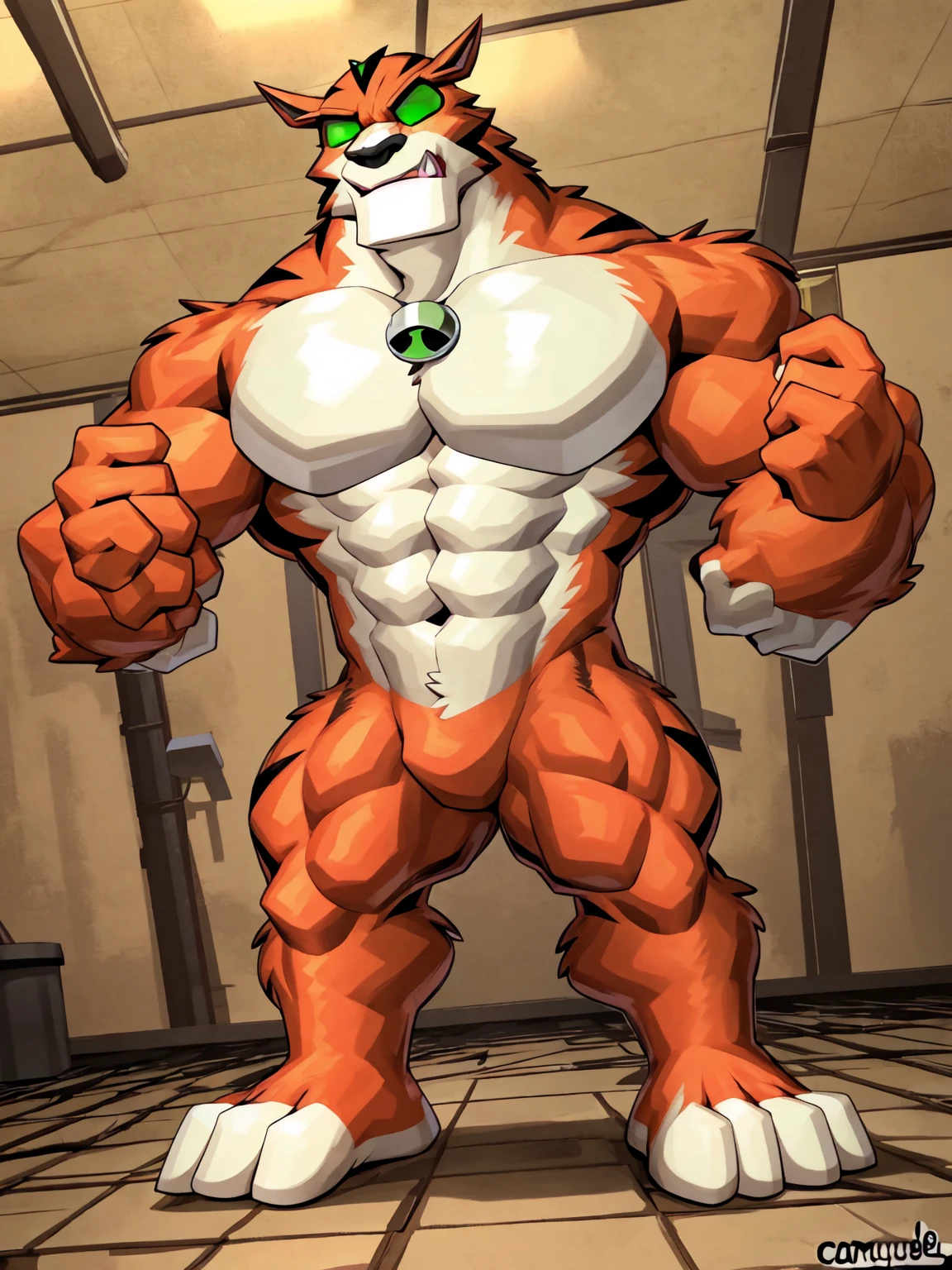 score_9, score_8_up, score_7_up, score_6_up, score_5_up, score_4_up,best quality,1boy,solo,muscular male,hi res,8k hd,looking at viewer,arms_raised,(by cartoon-network,by kamyuelo:1.5),(((no signature:1.8))),masterpiece,best quality,(rath_(ben_10),orange skins):0.9,solo,hi res,8k hd,((nudiest:1.7)),(((green eyes,no pupils:1.7))),full body shot,((show legs&feet)),detailed background((flawless design)),(((rugged body,wide_chest,wide_abs,wide_legs,wide_feet,big muscular,better eyes,better pupils))),standing,confident dramatic muscle-man posing,one-arm raising,