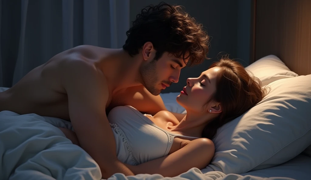 The man puts her to bed