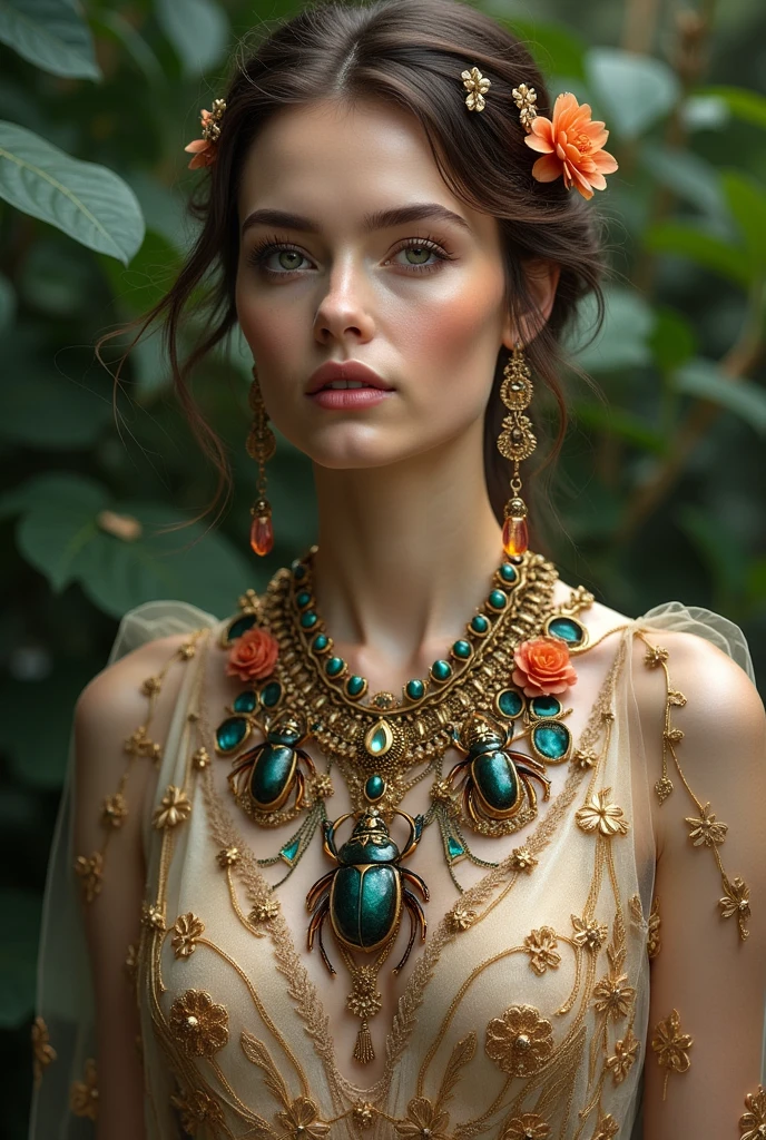 Jewelry with flowers and beetles