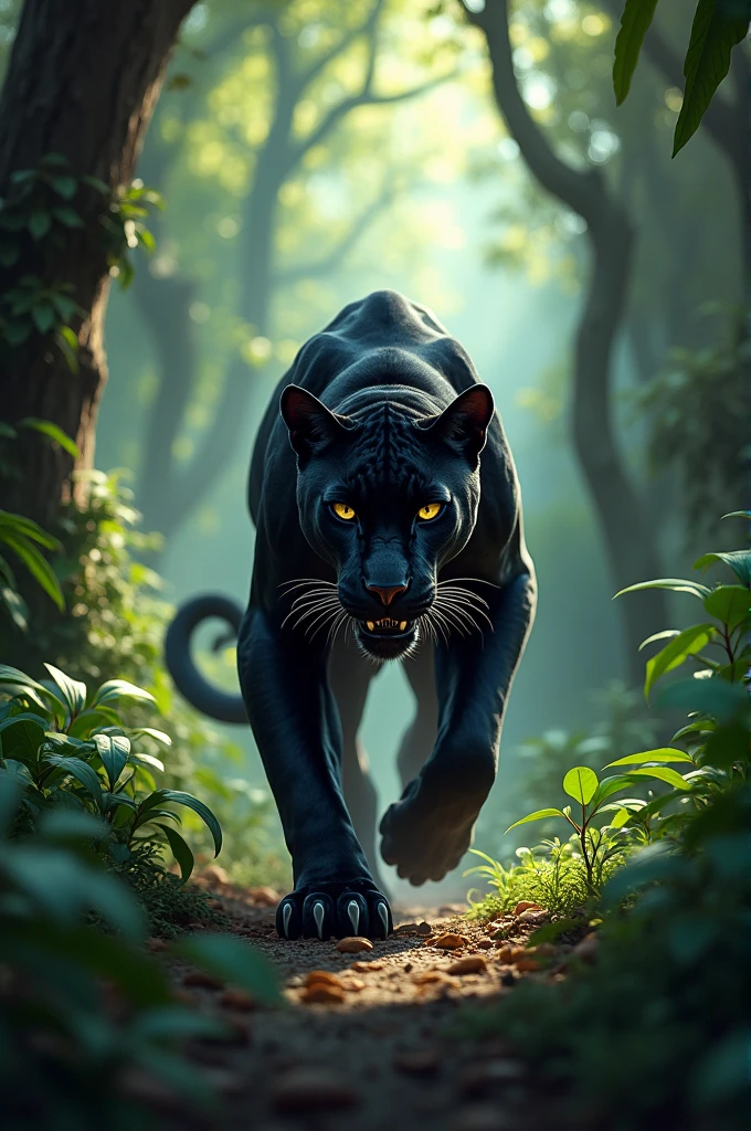 Create the image of a sneaky panther 