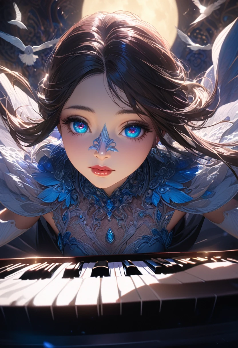 In the heart of a mystifying alien world, a young teenager named Lyra gracefully sits, her ethereal figure bathed in a midnight aura that enchants and bewilders. Her face, a stunning blend of artistry and ?????????, captivates the soul with its realistic features (1.2). An intricately designed organ, resembling a female ?????????, rests in the center of her forehead, adding to her enigmatic allure (1.8).

Numerous award-winning masterpieces, penned by the greatest artists of the universe, have been inspired by Lyra's visage. Her portrait, an artistic photography project, is