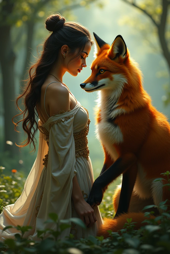 A fox and a sexy woman