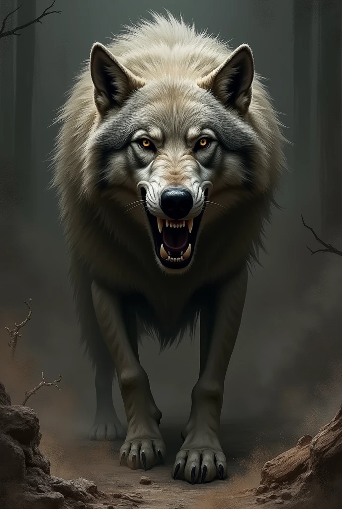 Create a fierce wolf symbol in the style of Game of Thrones