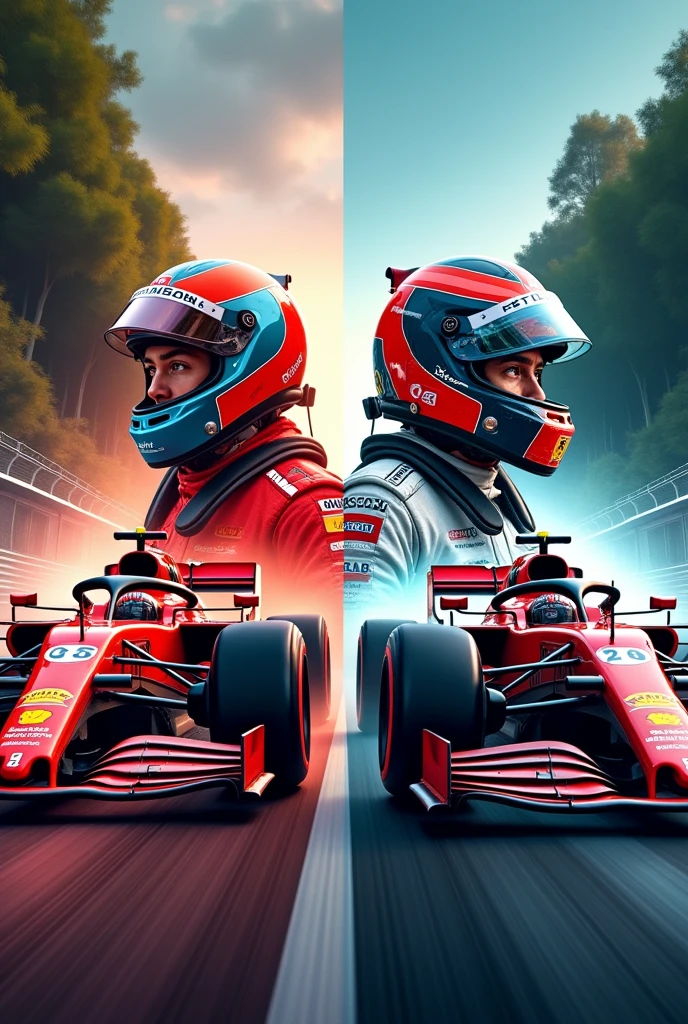 Formula 1 book cover with drivers on opposite sides 