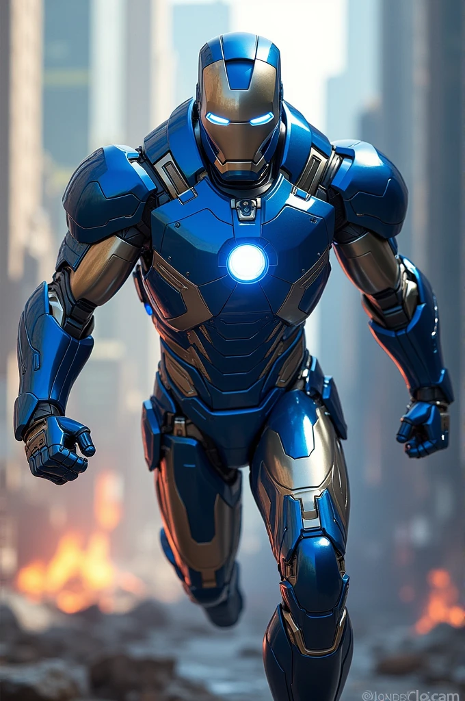 Iron man con la mark 50 de color azul y gris