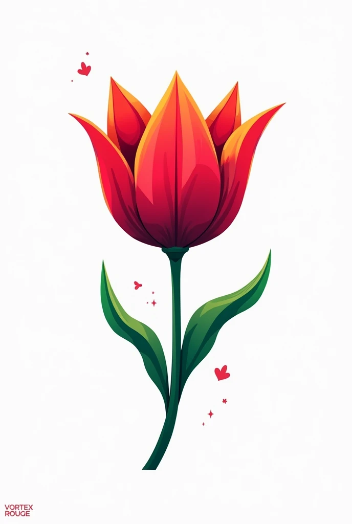 create a logo written “Vortex rouge”, with the font and background in a cyberfuturist style with a red tulip, without the stem, navy blue, neon green and lemon yellow. digital art, make it cuter, with white background, sci fi