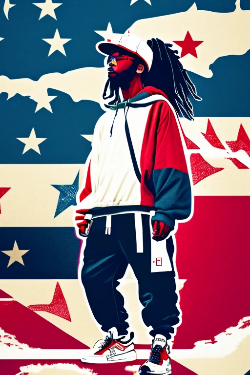 A background filled with Japanese flag in various sizes and colors、
Creative logo illustration of a silhouette with dreadlocks and red headphones, 
Banksy、
A background completely filled with scattered musical notes in various sizes and colors, covering the entire screen.
singer、microphone、Japanese、
beautiful girl colorful image
Dance hiphop Dance CREW  Waacking Dance
Punking 、black medium hair black medium hair 
、
Five fingers Baggy clothes Baggy clothes
HIPHOP crew、

the Japanese flag, background,patriotic,minimal,simple,bold colors,graphic,flat design,clean、

the Japanese flag, Digital art style featuring words ( Japan ) 、