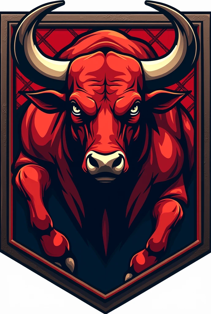 Logo for automotive upholstery mixed with a bull in red colors 
