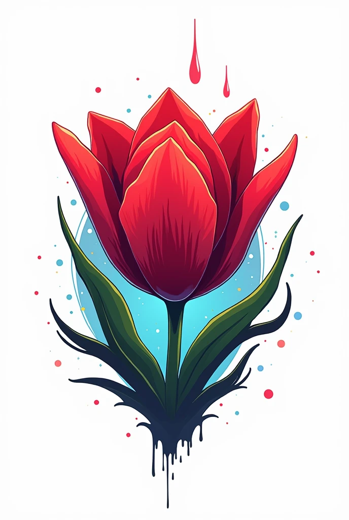 create a logo written “Vortex rouge”, with the font and background in a cyberfuturist style with a red tulip, without the stem, navy blue, neon green and lemon yellow. digital art, make it cuter, with white background, do the letters red blood