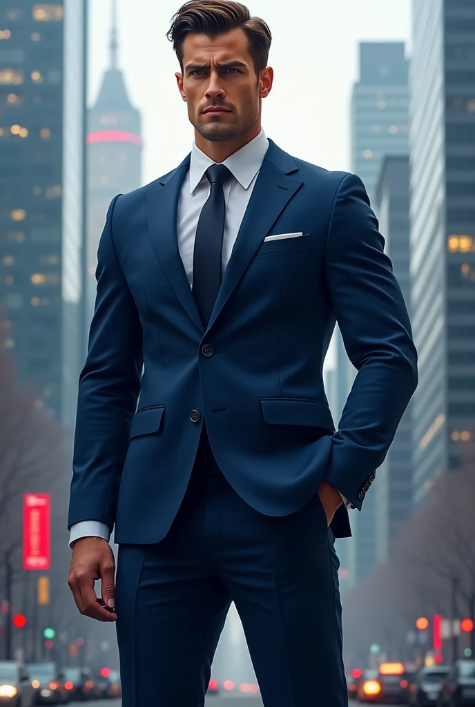 A man in a blue suit