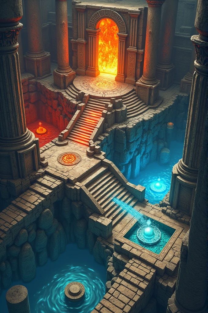 Certainly! Here’s a single, continuous summary for generating the map:
---
**Create a detailed map titled "Temple of the Magical Spheres" featuring three interconnected areas, each with a unique challenge to obtain a magical sphere. The Fire Area is a chamber with flames, lava, and glowing rocks, including moving platforms and fire jets. Obstacles involve fiery traps and a rune-based puzzle, with red and orange hues and flickering flames. The Water Area is an underwater cave or lake with clear water, floating islands, and wooden bridges or platforms. Challenges include strong currents, magical creatures, and an underwater puzzle, with blue water, aquatic plants, and soft lighting. The Earth Area is an underground maze with rocky walls and hidden rooms, featuring narrow corridors, rock-filled rooms, and secret passages. Obstacles include stone traps, hidden pits, and a rock-based puzzle, with dark stone walls, uneven floors, and a dusty ambiance. Show the three areas connected through corridors or passages leading from a central entrance, marking the locations of the magical spheres and including safe zones or clue locations. Specify if the map should be realistic, detailed, or stylized, and provide approximate size and proportions for each area.**
---
This format should help the AI generate a comprehensive and cohesive map.