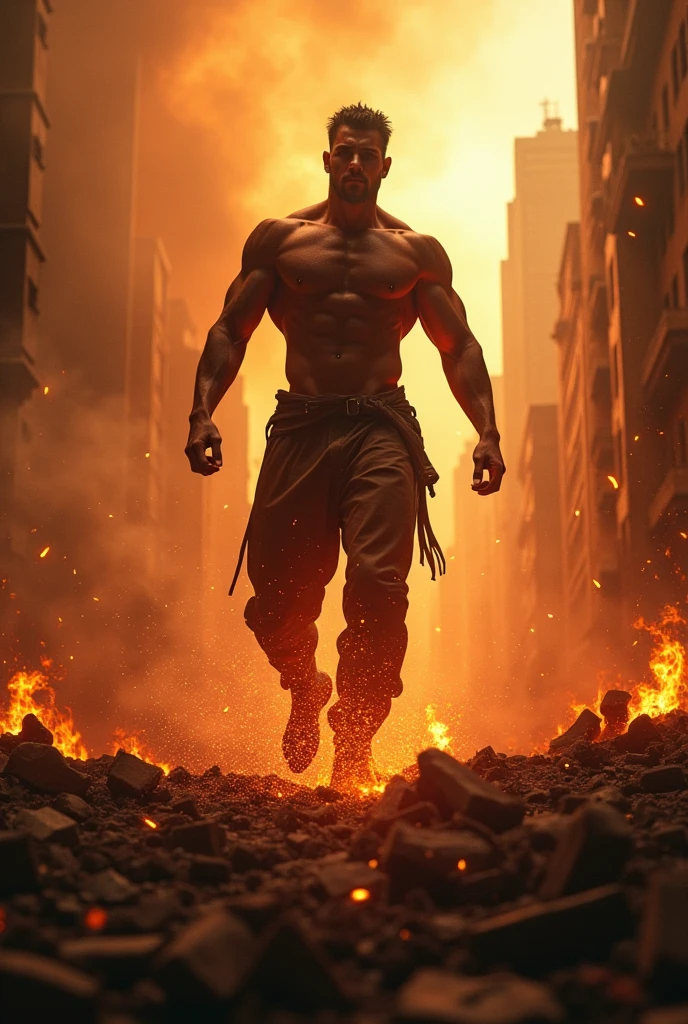 Man rising from the ashes