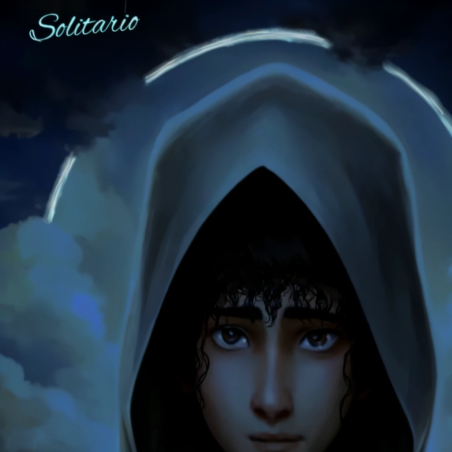 A close-up of a person wearing a hoodie and a hooded sweatshirt, digital painting greek myth, frodo, Crazy art style, portrait of merlin, Hooded, black wavy haired wizard, divine rays digital painting, portrait of a young elf wizard, made with anime painter studio, by Juan O'Gorman, guweiz style artwork