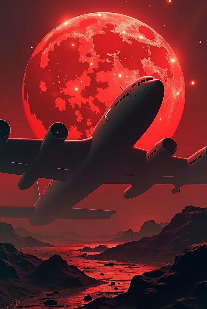 Réaliste lune sang b29 text
incrusté dans la lune