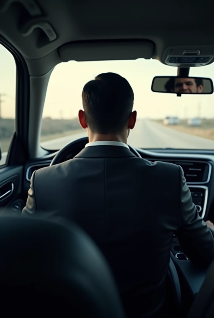 Man in suit facing with his back in his car