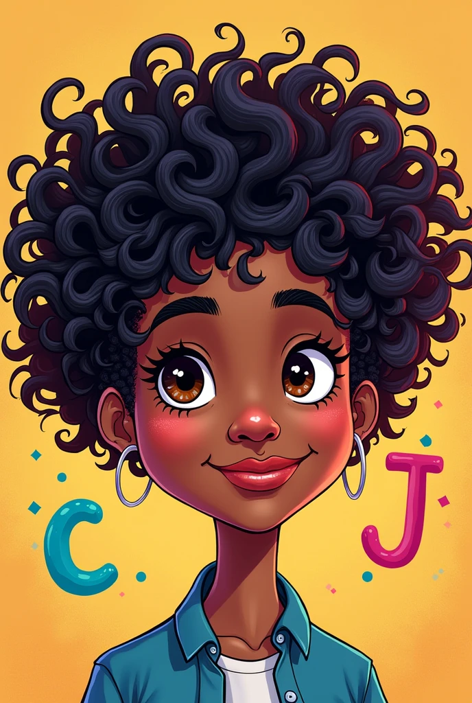 A better half that has curly hair that has a letter c and a letter j for an icon 
