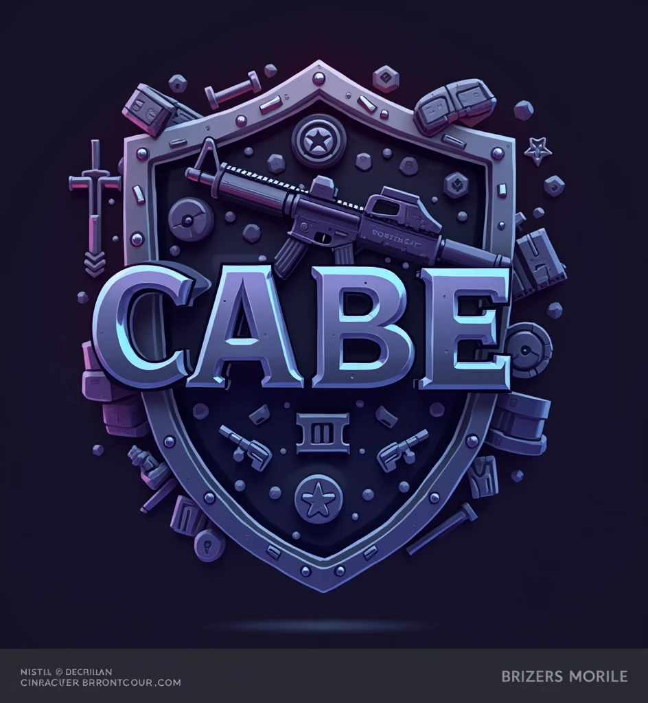 Use the reference image, In the middle write CABE with the same letter design as the reference image but thicker, Make it as similar as possible to the reference image, Use symbols that have to do with security, tactical, police and military