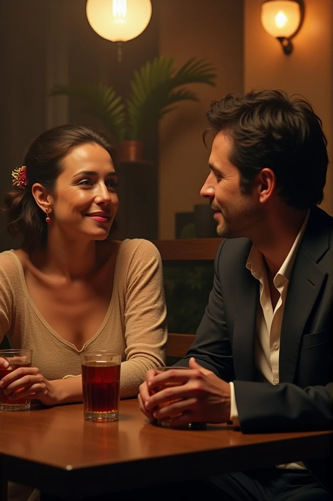 Carol Castro and Fede Vigevani drinking 