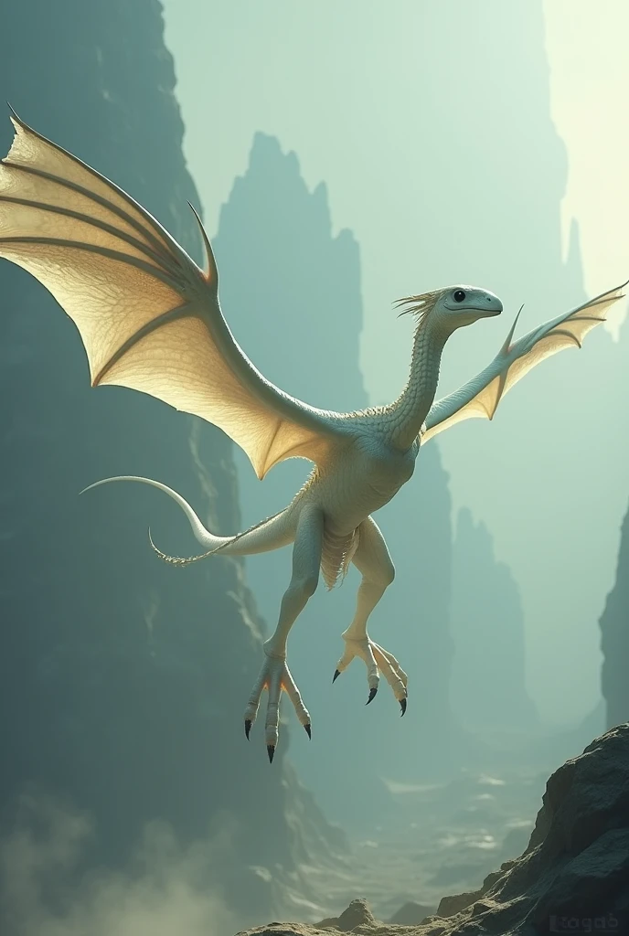 Create a white alien that looks like a pterosaur