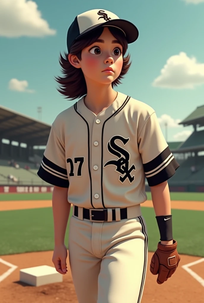 1972, Manhasset, New York. Otherworldly scene in a baseball field, ((((7-year-old)) J.R. Moehringer)), watching the game from the stands, ((fascinated expression)), ((((casual clothing from the 1970s)))), ((Hairstyle of the 1970s)), ((Wes Anderson cinematic style)), colorful