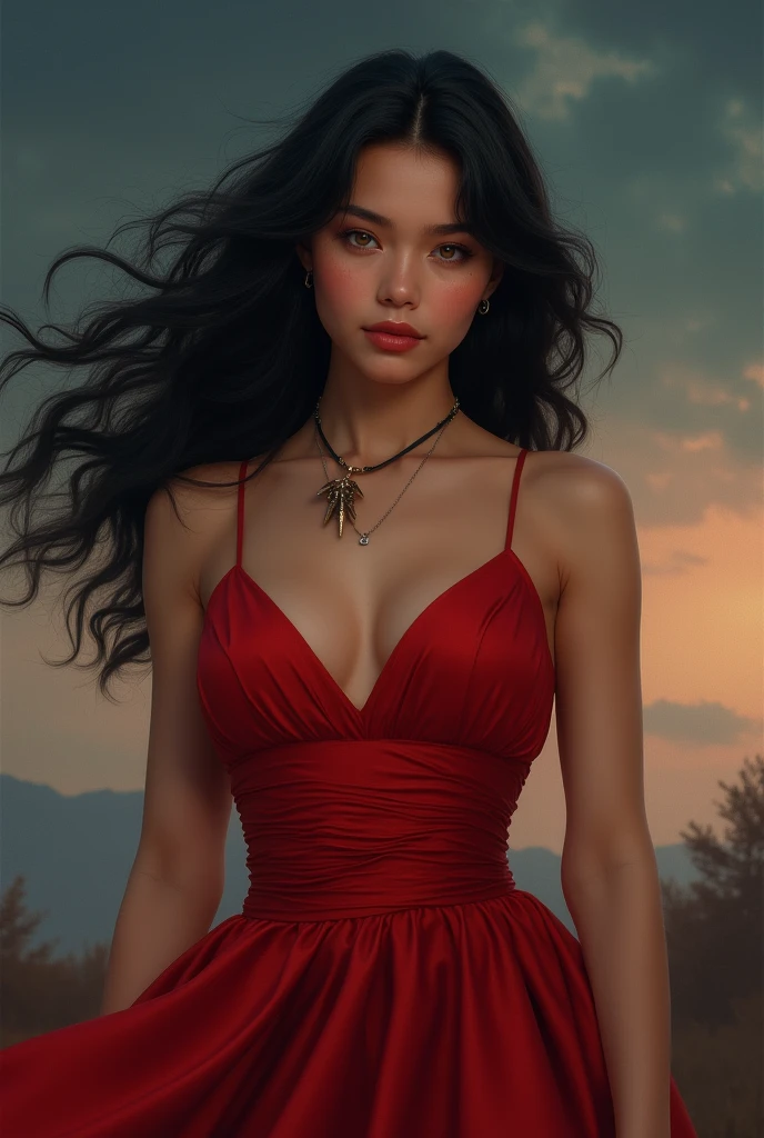 1 girl, foto de cowboy da linda There is, looking ahead at viewer, redgown, Bblack hair, blush, shorth hair, athletic night, volumetric lighting, best qualityer, work of art, details Intricate, tone mapping, sharp focus, hyper detailled, trends on ArtStation, There is, realisitic 