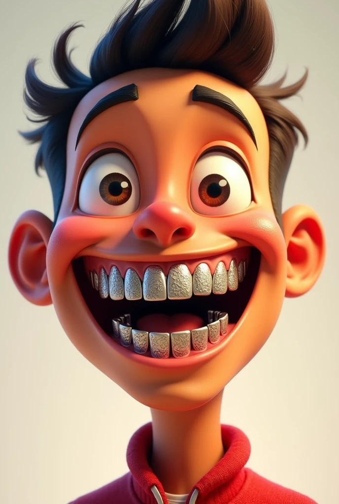 Emoji laughing with grills on the teeth
