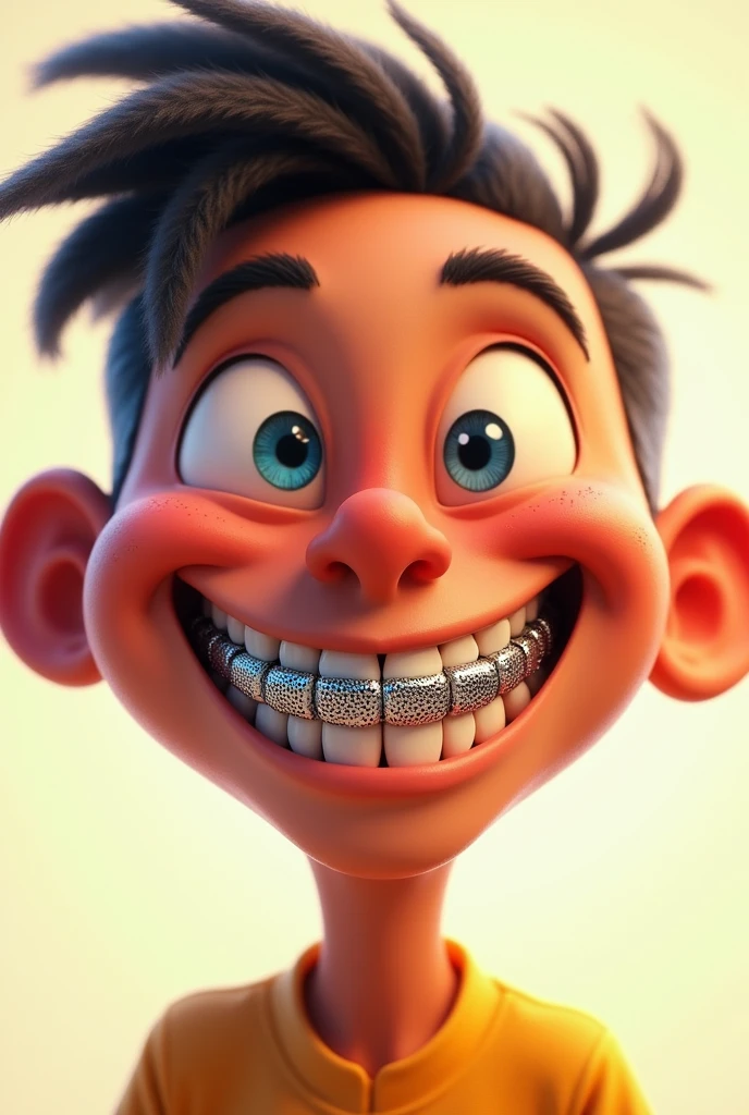 Emoji laughing with grills on the teeth