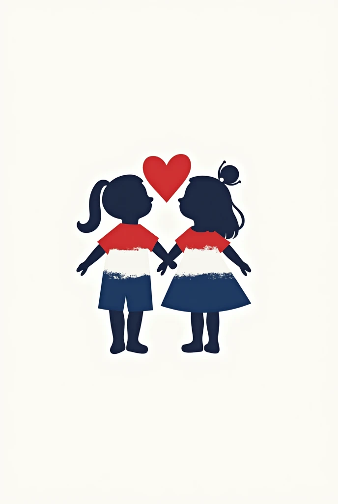 CREATE logos for preschoolers from 2 to with the motto"Little hearts, great patriots in training." with silhouette of boy and girl with heart in the color of the Paraguayan flag in color, red, White and blue.