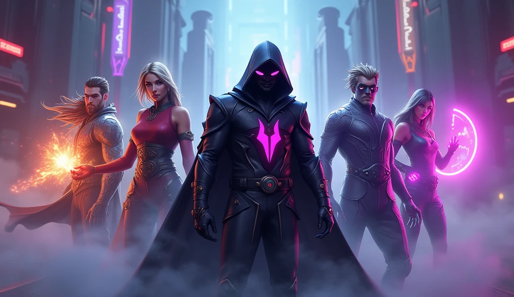A vibrant and eye-catching thumbnail for a "Valorant" YouTube live stream, featuring popular agents from the game. At the center of the thumbnail is Omen, the mysterious and shadowy agent, with his iconic mask and dark cloak. He is surrounded by a dramatic mist, emphasizing his stealthy nature. Flanking Omen on either side are other popular Valorant agents, such as Jett with her sharp blades and wind-swept hair, Phoenix with his fiery abilities glowing in his hand, and Sage with a glowing healing orb. The background showcases a mix of futuristic cityscapes and neon-lit arenas, adding a sense of action and intensity. The "Valorant" logo is prominently displayed at the top of the thumbnail in bold, eye-catching text. The overall composition is dynamic and colorful, capturing the high-energy and tactical gameplay of Valorant, enticing viewers to join the live stream.